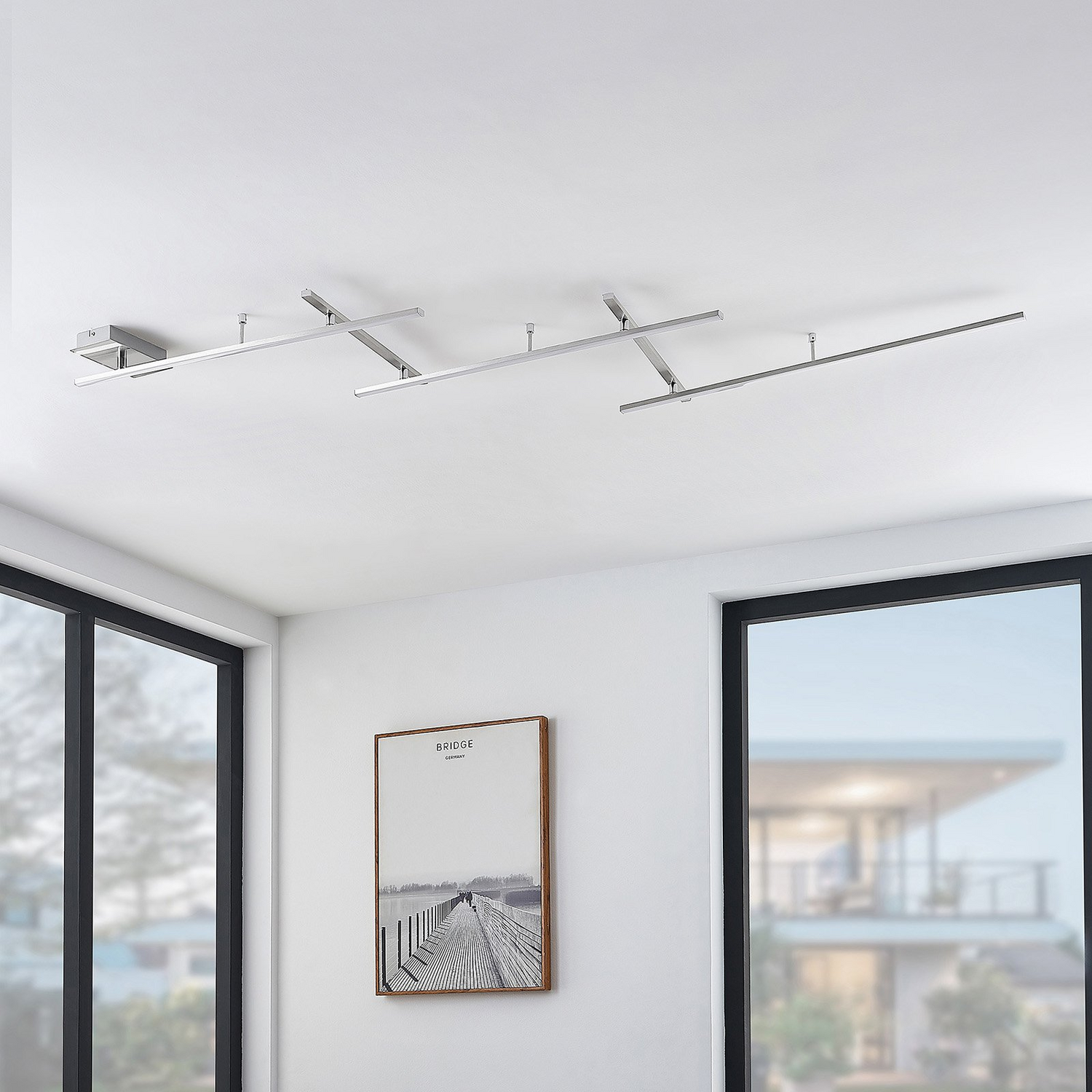 B-Ware Lindby Deckenleuchte Lampe Led Acia Nickel Wohnraum Beleuchtung Modern Design