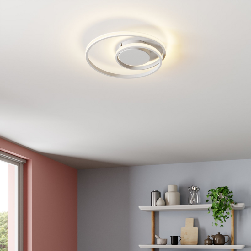 B-Ware Deckenleuchte Deckenlampe Lindby Kyron Led Weiß Matt Rund Aluminium Silikon Dimm