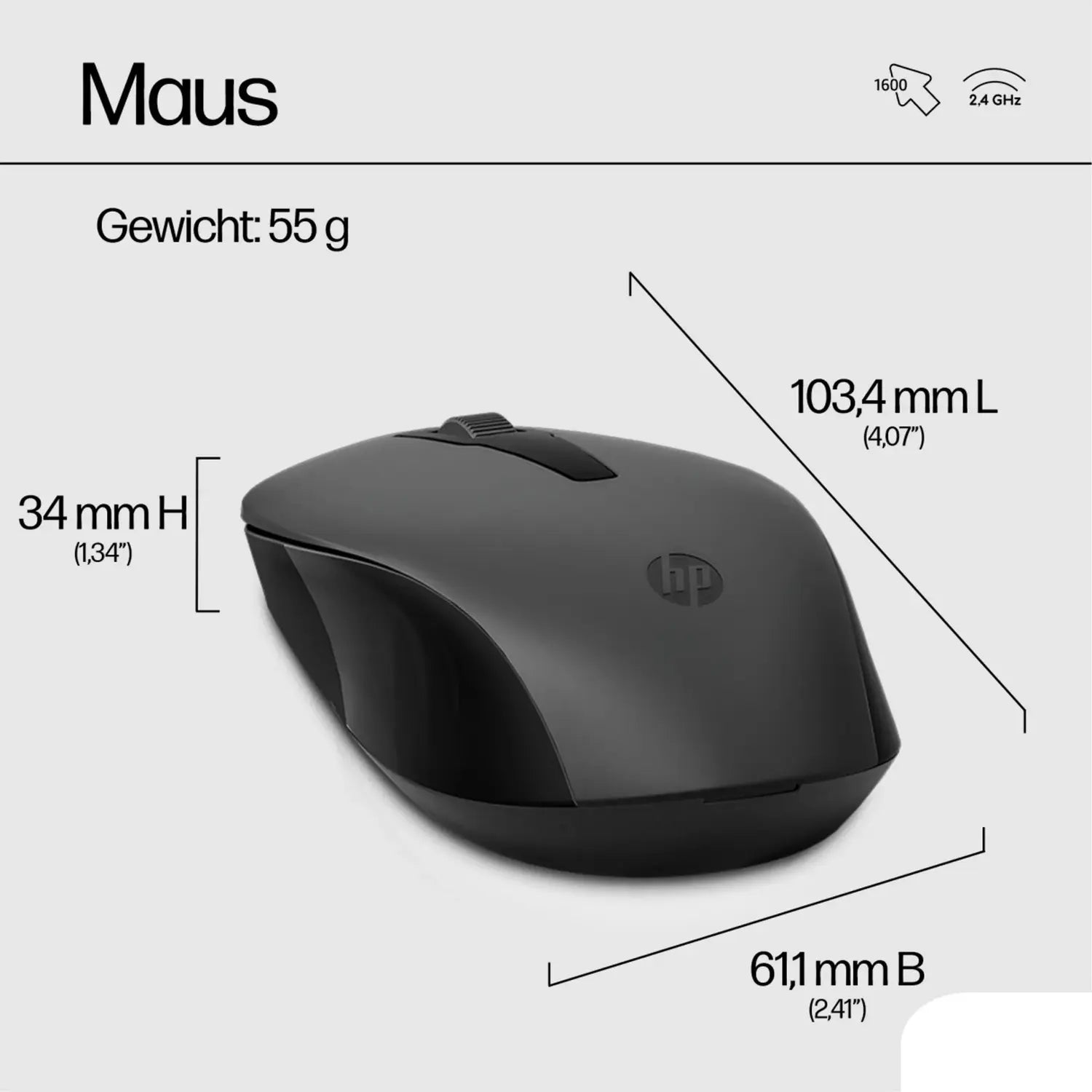 Hp Tastatur Maus Kombination Computermaus Set Keyboard Schwarz B-Ware - 195161923739