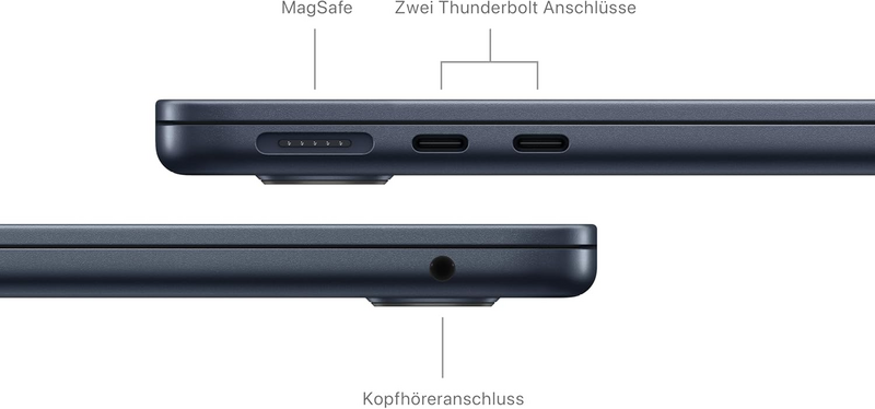 Apple Mac Book Air Notebook Laptop M3 Chip Mitternacht 13 Zoll 2024 Modell B-Ware - 195949126857