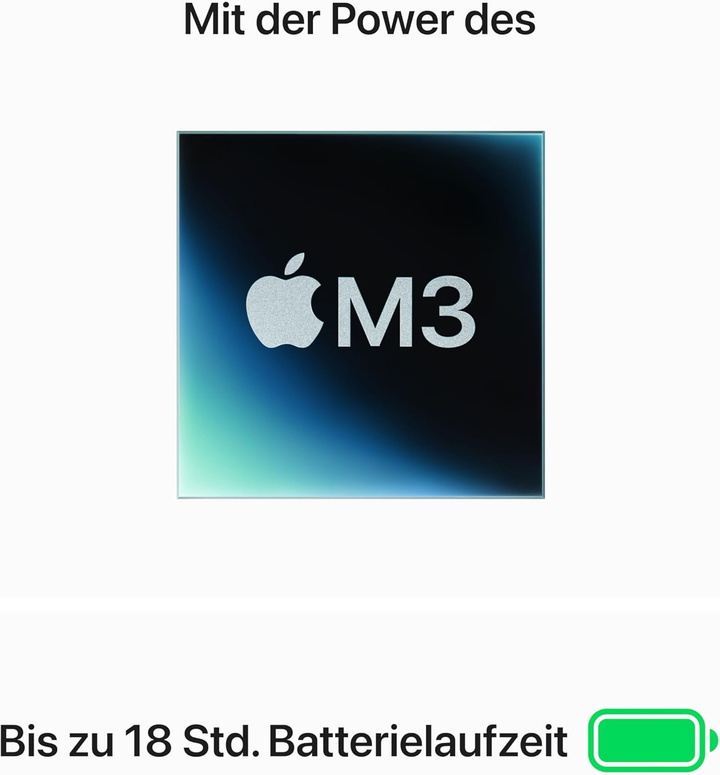 Apple Mac Book Air Notebook Laptop M3 Chip Mitternacht 13 Zoll 2024 Modell B-Ware - 195949126857
