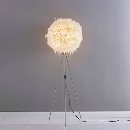 Lindby Pauline - Dreibein-LED-Stehlampe Stehleuchte Lampe Leuchte Federschmuck