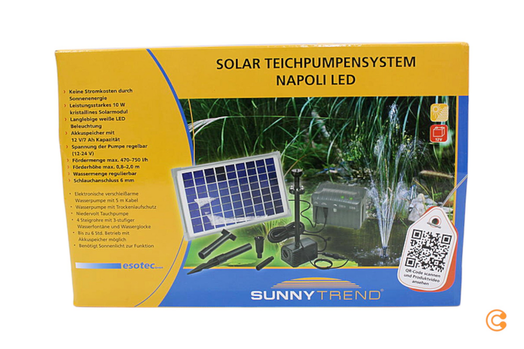 Esotec Napoli LED Solar Pumpenset Pumpe Beleuchtung Solarpumpe Set Lampe 750l/h