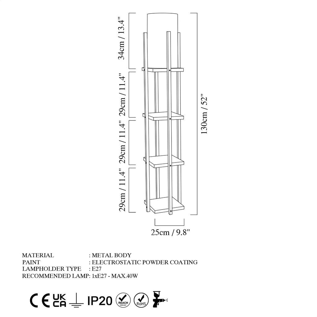 Opviq Stehlampe Standlampe Metallkörper V1155 Wohnzimmerleuchte E27 Lampe Licht B-Ware - 19706962