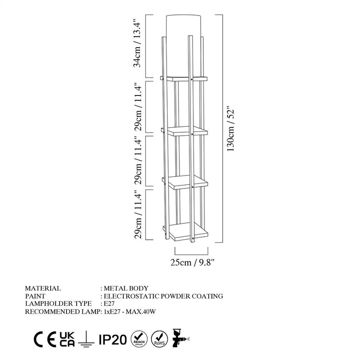 Opviq Stehlampe Standlampe Metallkörper V1155 Wohnzimmerleuchte E27 Lampe Licht B-Ware - 19706962