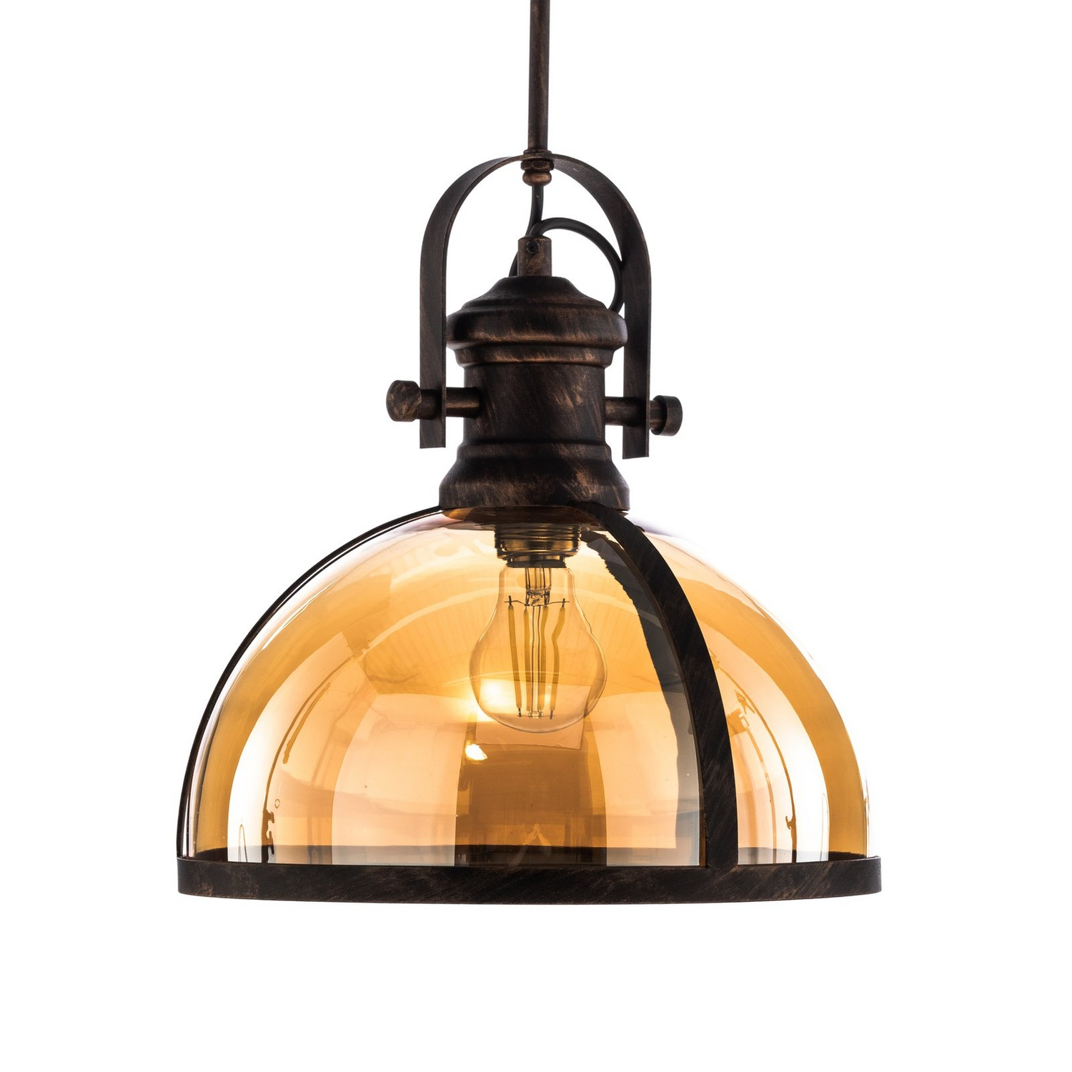 Avonni Hängelampe Av 5063 1 Bsy Hängeleuchte Leuchte Glasschirm Kupfer Schwarz B-Ware - 8698957181099