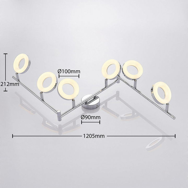 Elc Tioklia Led Deckenlampe Deckenlampe Lampe Leuchte Chrom Sechsflammig 6x4 W B-Ware