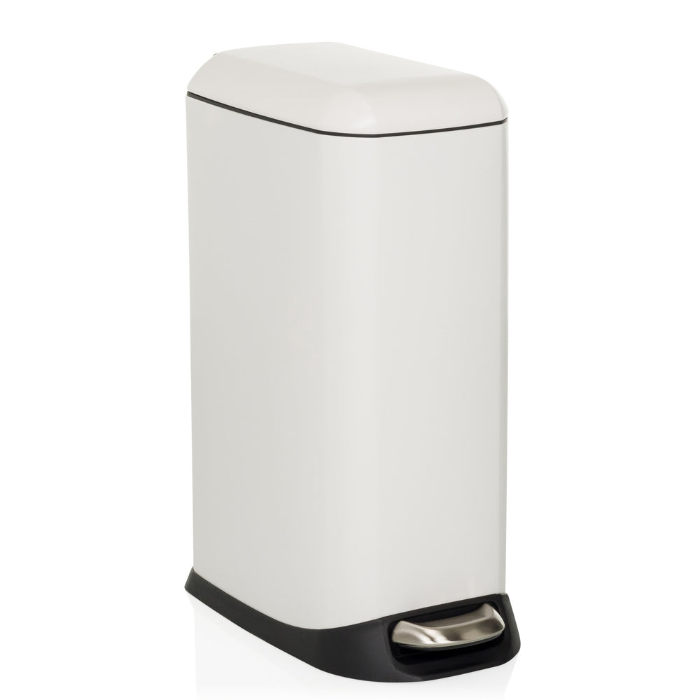 hjh OFFICE CLEAN SLIM Abfallsammler Mülleimer 20L Stahl weiß Treteimer Mülltonne - 4064323045717