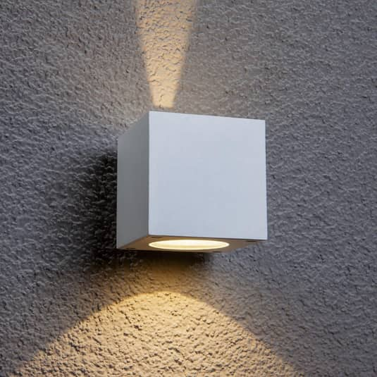 Lucande Weiße LED-Außenwandleuchte Jarno, Würfelform Wandleuchte Lampe Leuchte 3