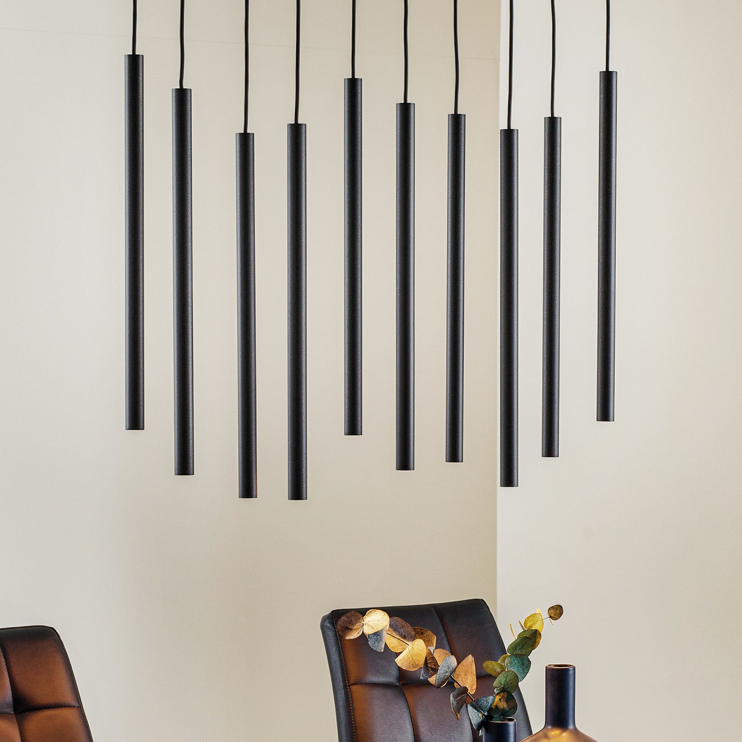 Hängeleuchte Hängeleuchte Lampe Leuchte Licht Laser Zehnflammig Schwarz Stahl B-Ware - 5903139892391