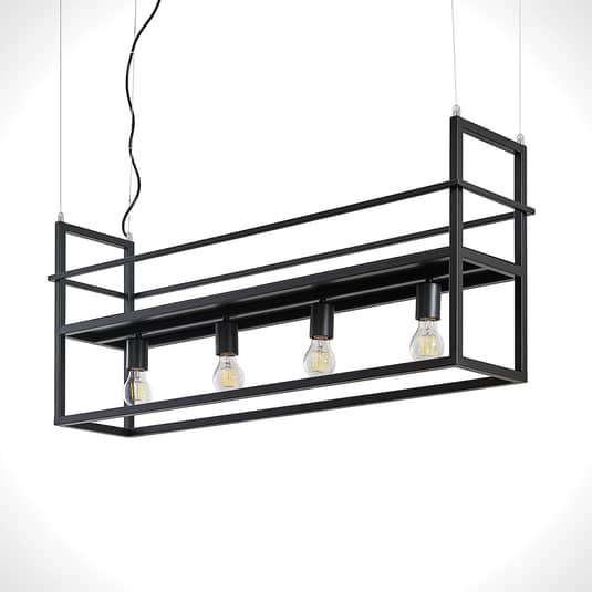 Suspension Lindby Grisela, plafonnier à quatre lumières, noir, référence 842, produit de seconde main.