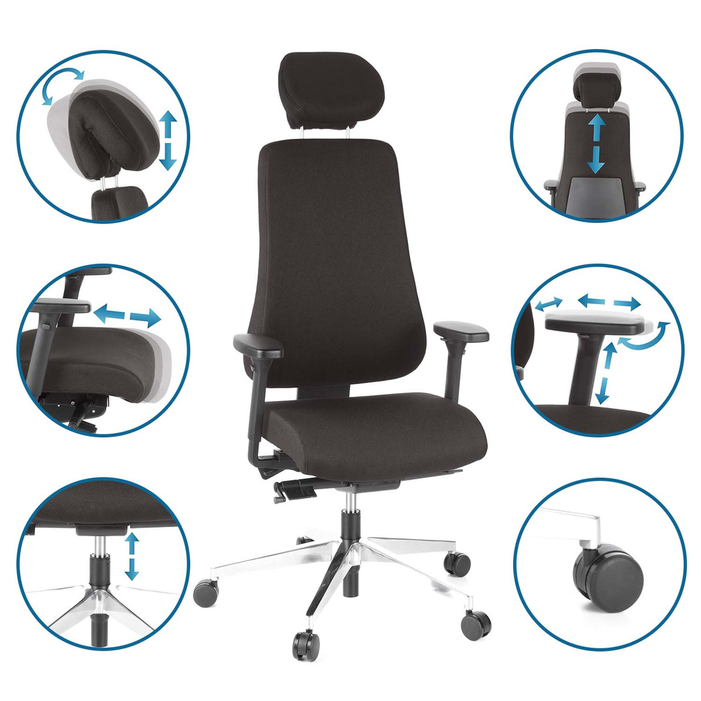 B-Ware Hjh Office Bürostuhl Chefsessel Drehstuhl Power Office Stoff Schwarz