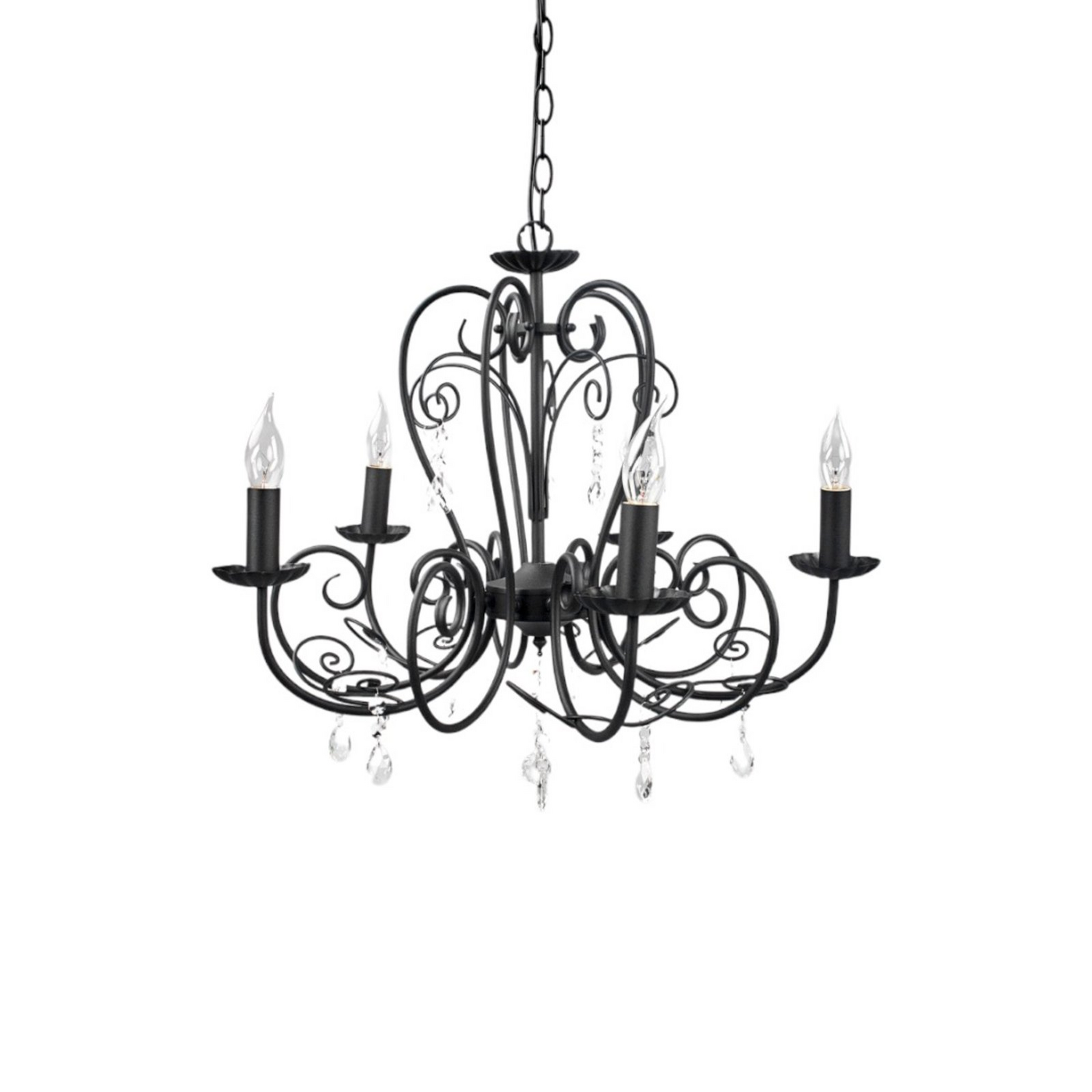 B-Ware Lindby Kronleuchter Sophina Lampe Leuchte Kristall Metall 5 Flammig E14 Schwarz