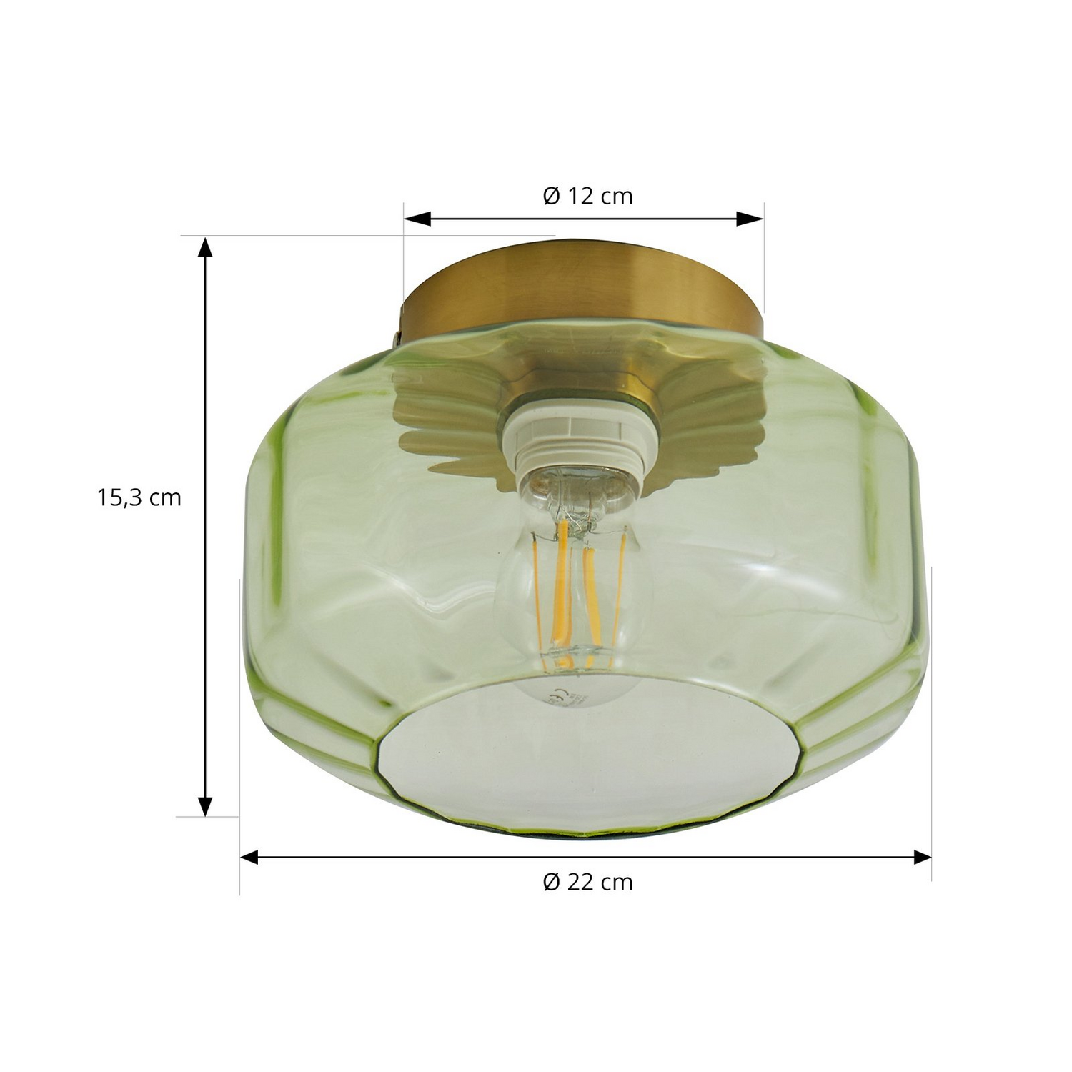 B-Ware Lindby Deckenleuchte Hildur Deckenlampe Deckenlicht Leuchte Led Grün Glas ø22 Cm