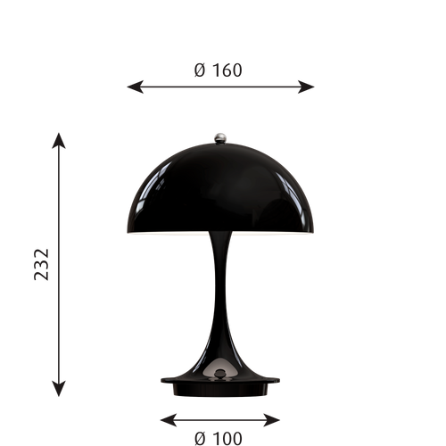 Louis Poulsen Panthella Portable Metal Tischlampe Tischleuchte Lampe Schwarz Usb B-Ware