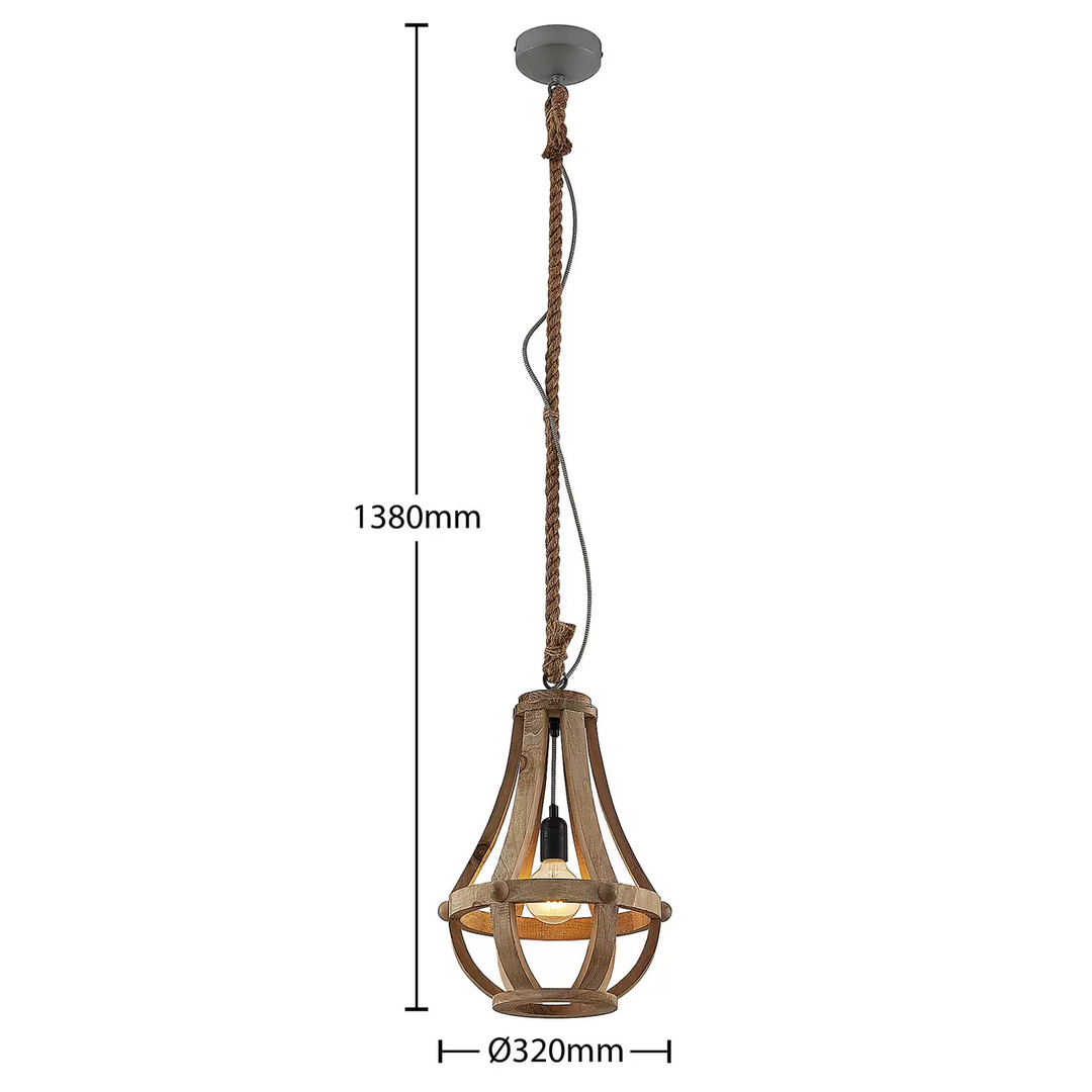 Lindby Tojaka Hängeleuchte Pendelleuchte Deckenlampe Lampe Leuchte Holz 32 cm
