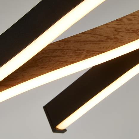 Searchlight Led Hängeleuchte Bloom Swirl Hängelampe Deckenlampe Led Schwarz/Holz B-Ware