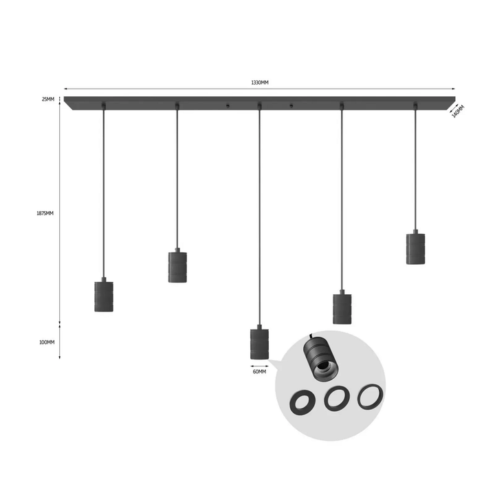 Calex Retro Pendelleuchte schwarz Hängeleuchte Deckenleuchte Leuchte Lampe E27