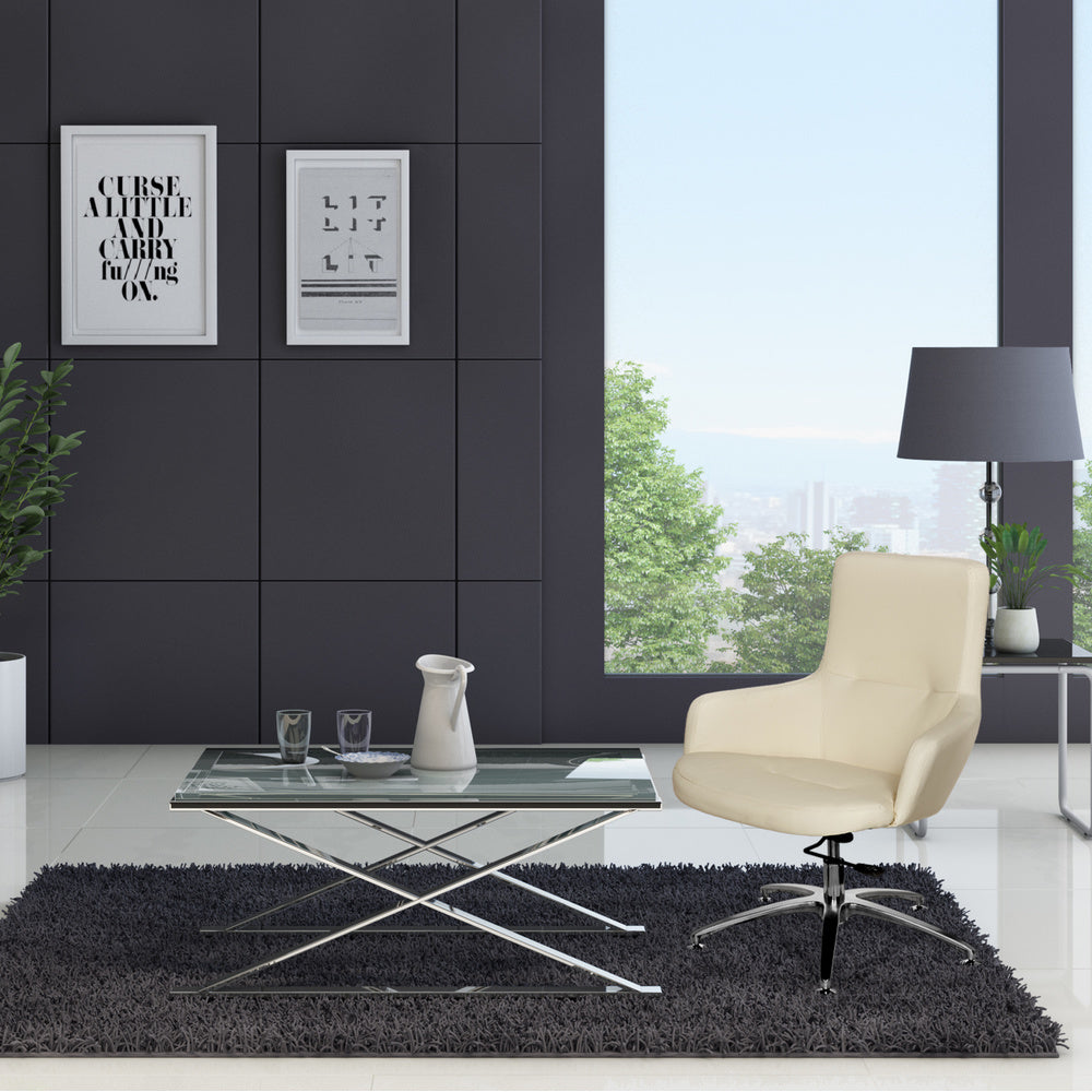 hjh OFFICE Loungechair Relaxsessel Bürostuhl Kunstleder cremeweiß SHAKE 300 - 4260284086671