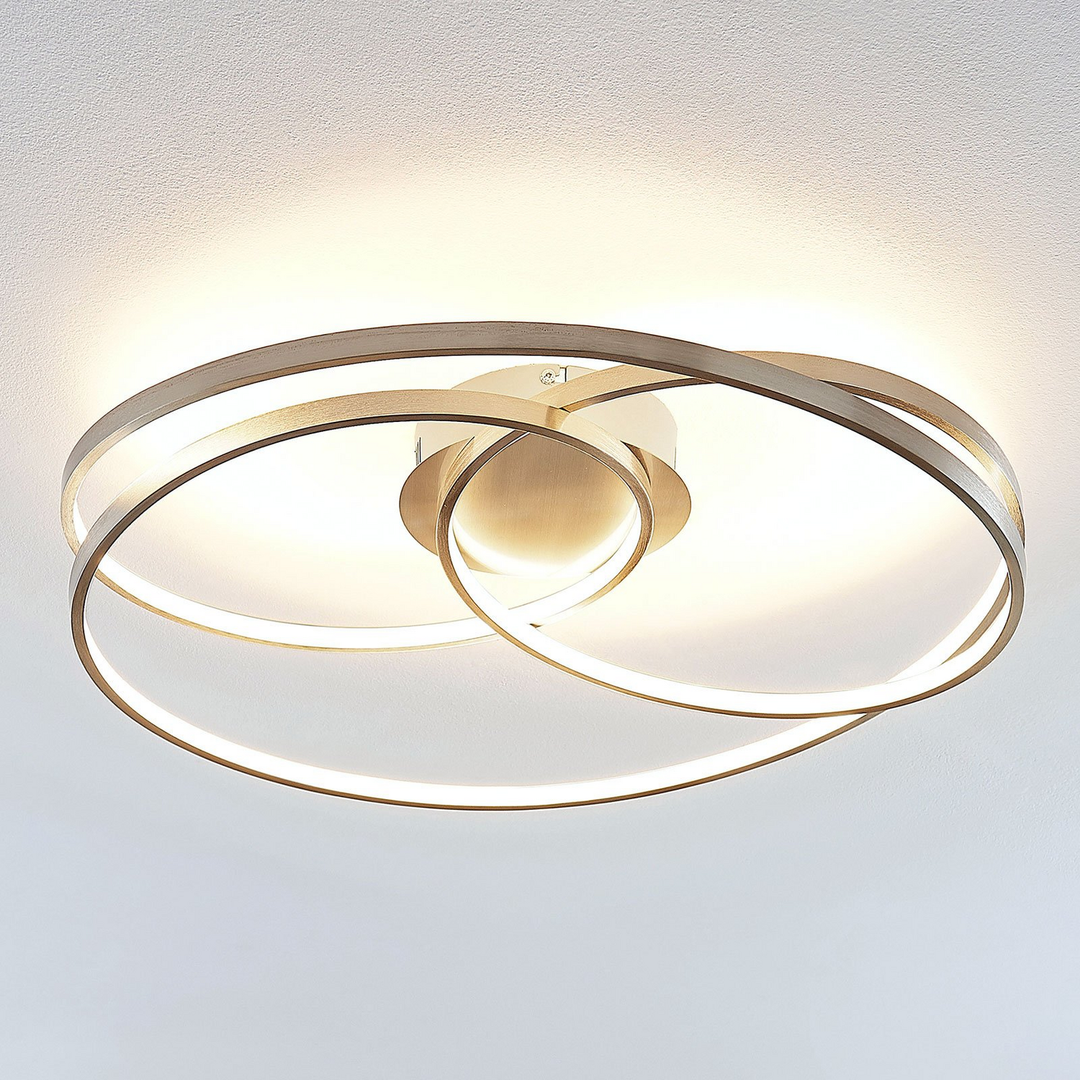 Lindby Ronka LED-Deckenlampe Deckenlampe Lampe Wohnzimmerlampe Leuchte nickel