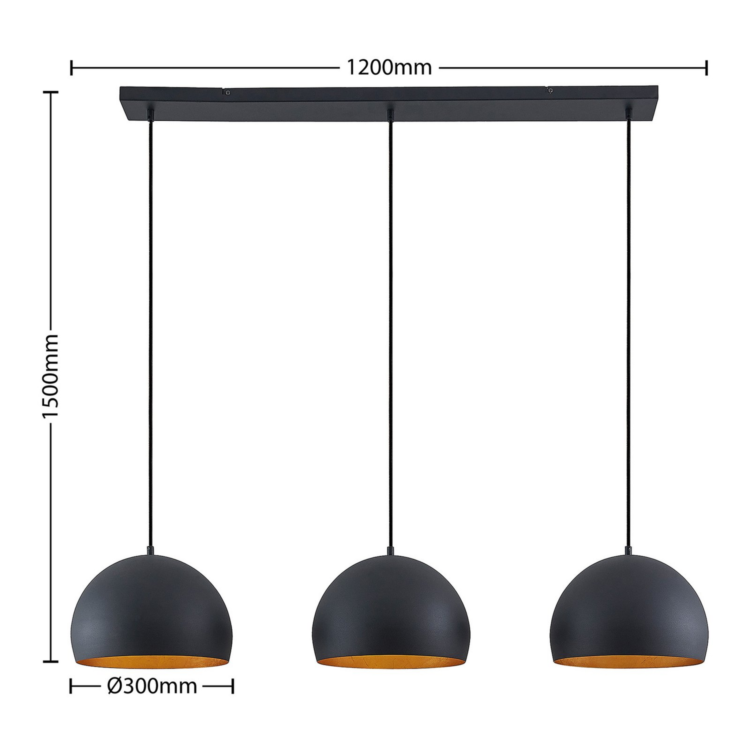 B-Ware Lindby Hängelampe Pendellampe Tarjei Schwarz Gold Metall Länge Led Esszimmer