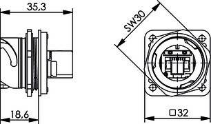 Telegärtner STX V1 RJ45-Flanschset Metall Variante 1 Kupplung Einbau Pole: 8P8C