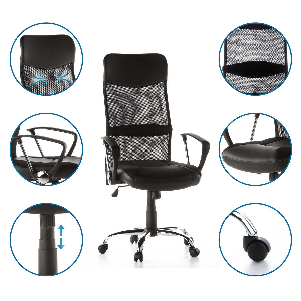 hjh OFFICE Bürostuhl Chefsessel STRYKA Drehstuhl Stuhl Schreibtischstuhl schwarz - 4064323028321