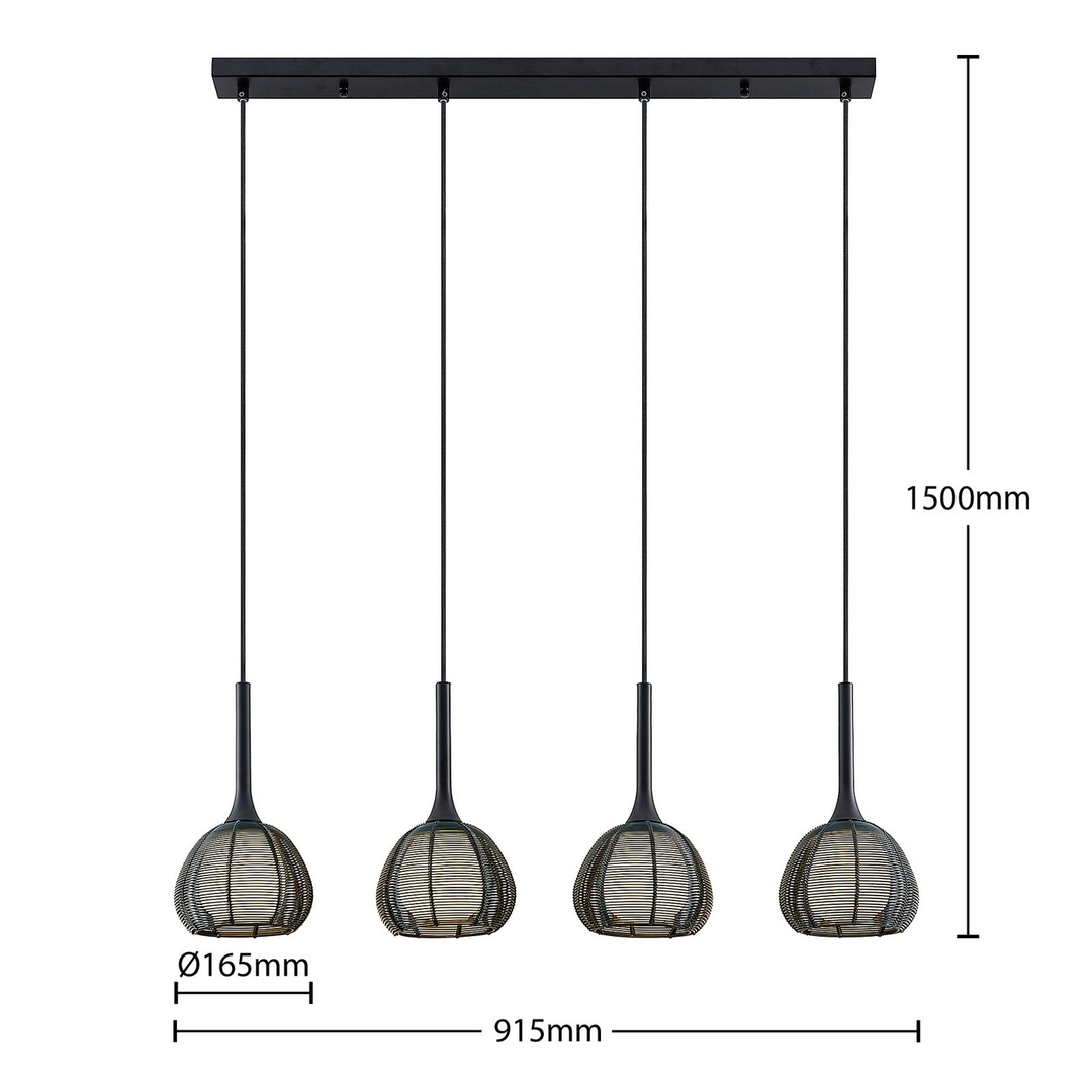 Lucande Tetira Hängeleuchte Hängeleuchte Lampe Leuchte Esstisch 4fl Lang Schw345 B-Ware - 4251096598759