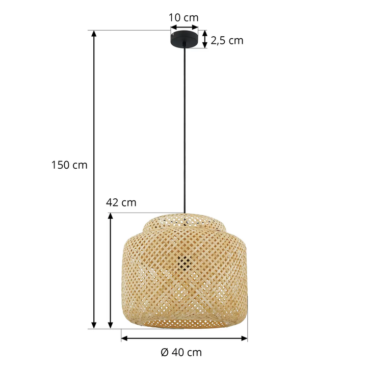 Lindby Hängeleuchte Venora ø 40 Cm Einstufig Bambus E27 Deckenlampe Lampe S61 B-Ware
