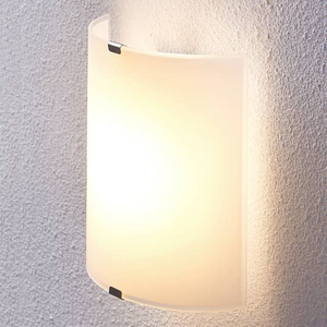 Applique murale LED semi-circulaire Lindby Helmi avec abat-jour en verre, produit de seconde main. 