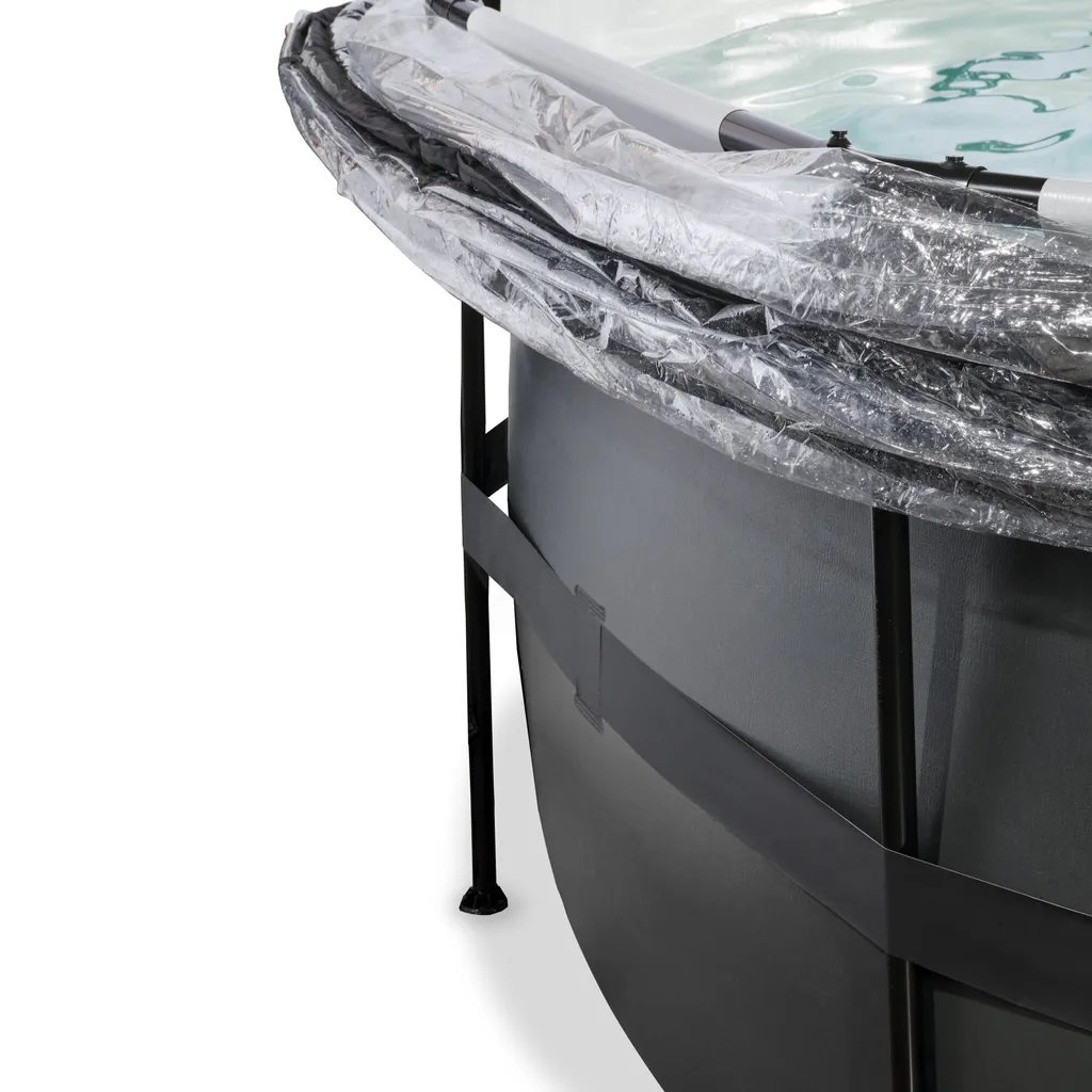 EXIT Aufstellpool Framepool-Set BlackLeather Style rund Ø 427 x 122 cm Pool159