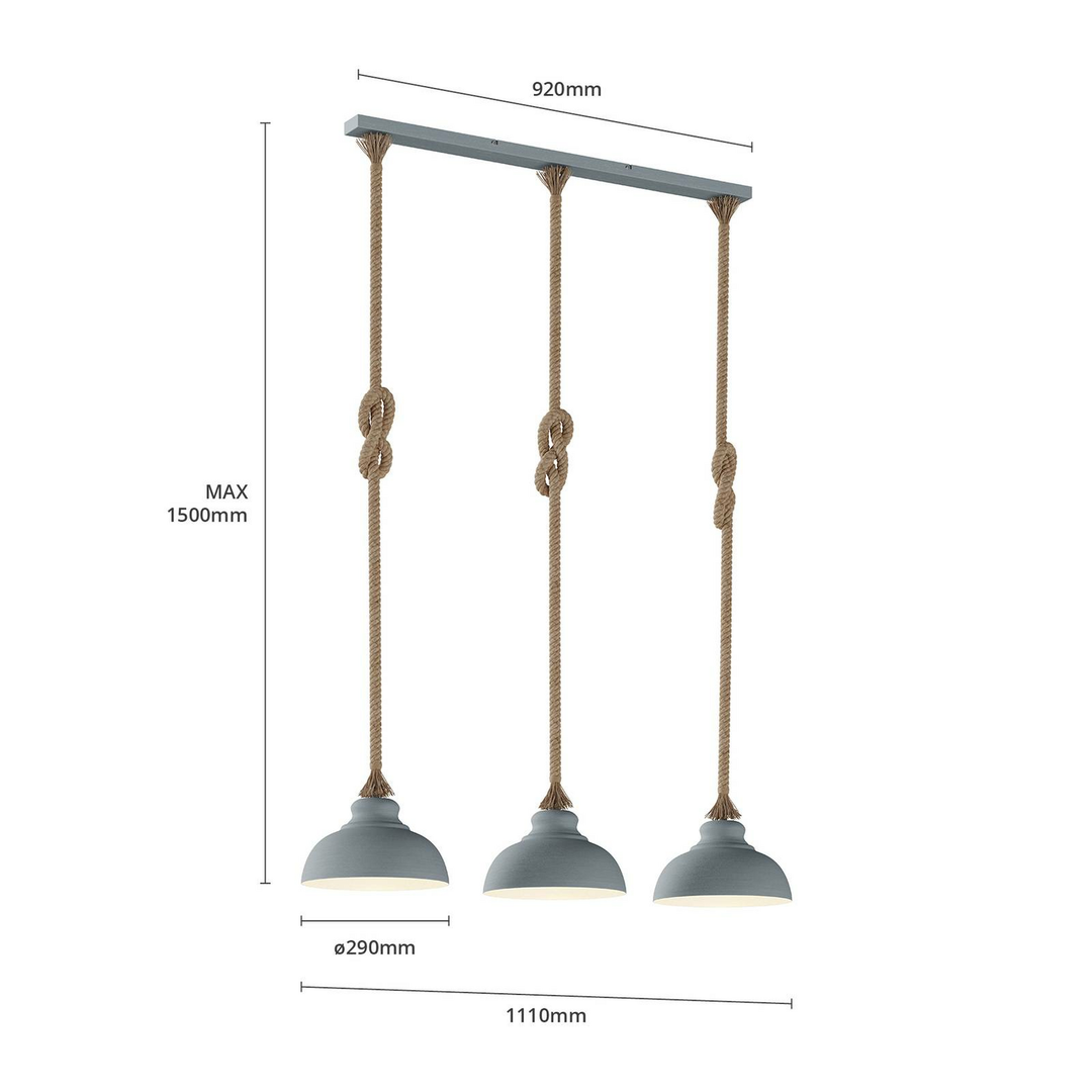 Lindby Chaby Hängeleuchte Hängelampe Lampen Leuchten 3-flammig E 27 beton grau