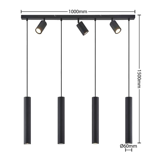 Lindby Sanad Hängeleuchte Hängeleuchte Lampe Leuchte Schwarz 7 Flammig Längl304 B-Ware - 4251911702897