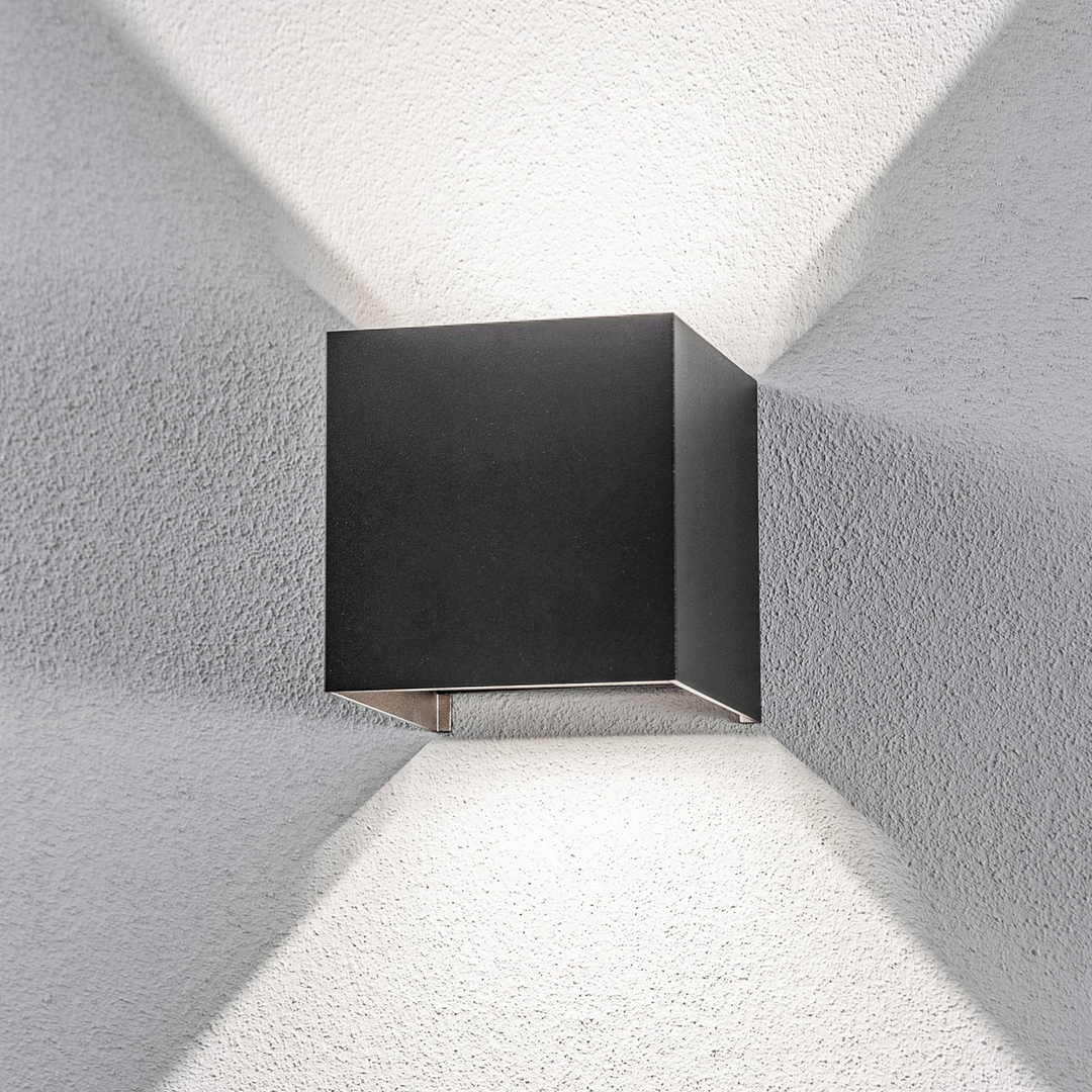 Lindby Led Außenwandleuchte Nivar Eckig Schwarz Metall Wandleuchte Lampe Spot B-Ware