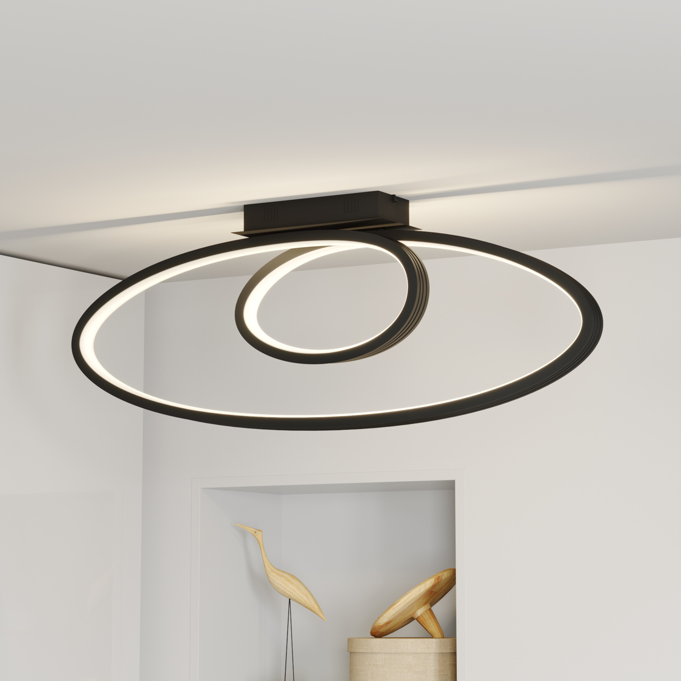 Lucande Bronwyn LED Deckenlampe Deckenlampe Lampe Leuchte Schwarz 98 cm