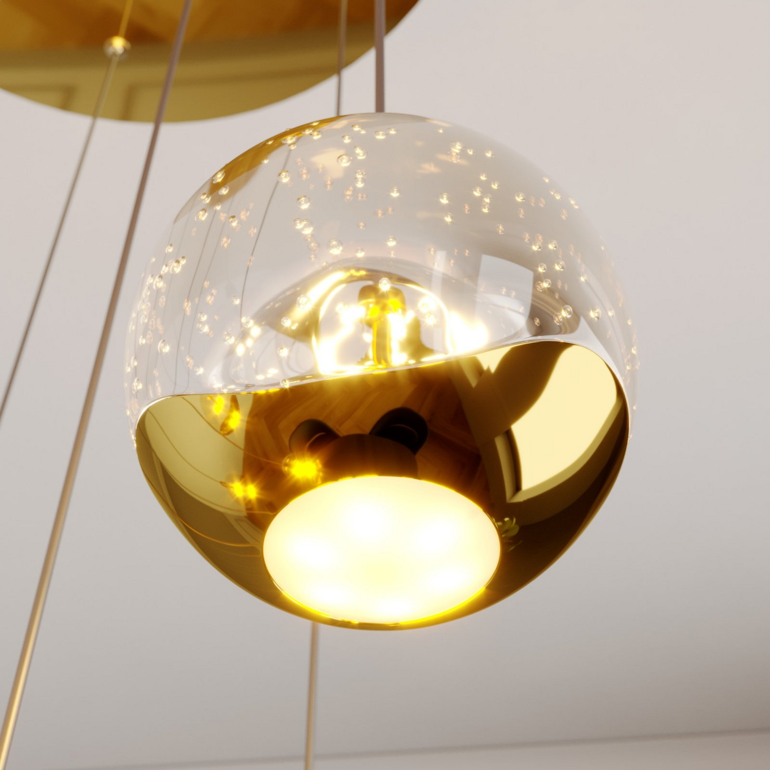 B-Ware Lucande Pendelleuchte Hängelampe Led Hayley Gold Glas Leuchte Lampe Beleuchtung