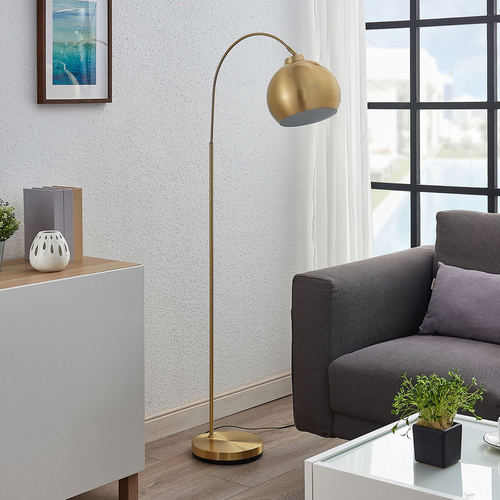 Lindby Bogenstehlampe Moisia Stehleuchte Stehlampe Lampe Leuchte E27 Messing B-Ware