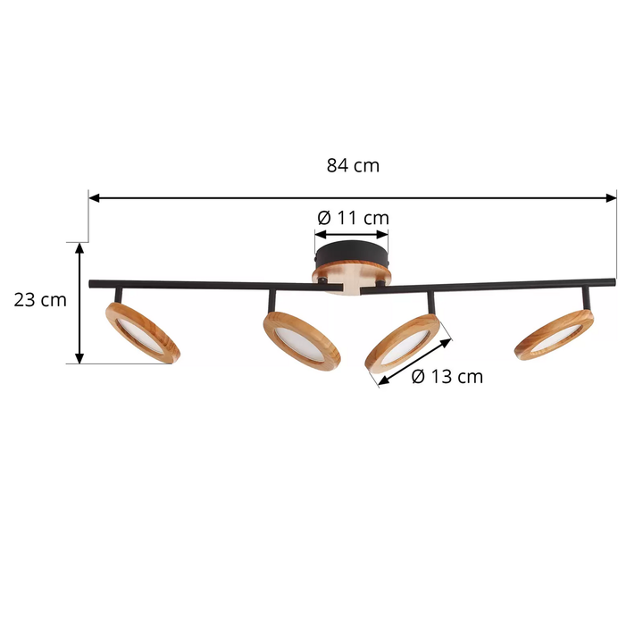 Lindby Manel Led Strahler Holz 4 Flammig Deckenleuchte Deckenlampe Lampe Leuchte B-Ware - 10013003