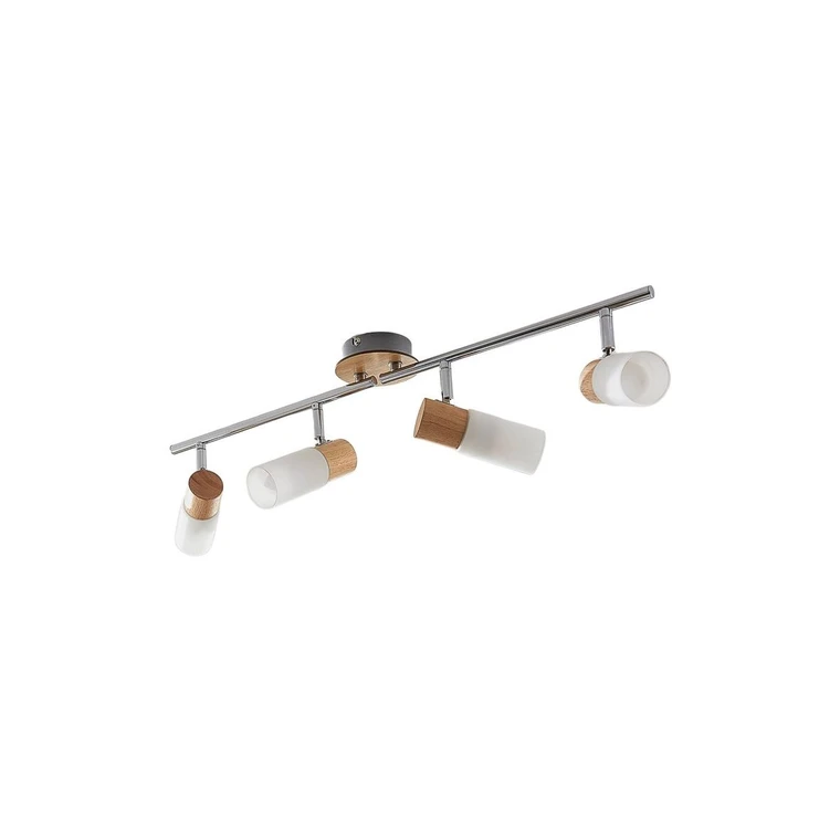 Spot LED Lindby en bois Christoph, plafonnier, ampoule E14 