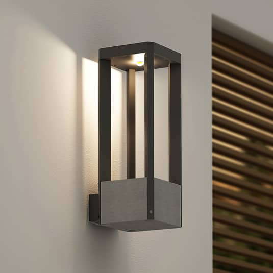 Lucande Kalisa LED-Außenwandleuchte Wandleuchte Lampe Außenleuchte dunkelgrau