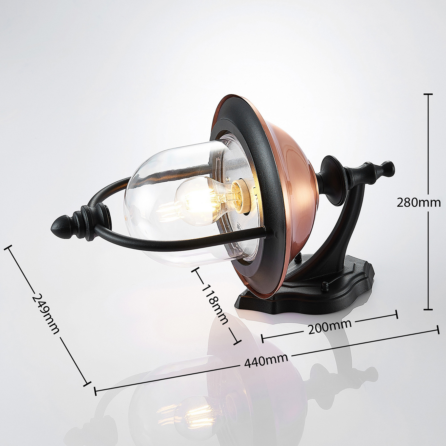 B-Ware Lindby Clint Außenwandleuchte Wandleuchte Lampe Laterne E27 Alu Schwarz Kupfer