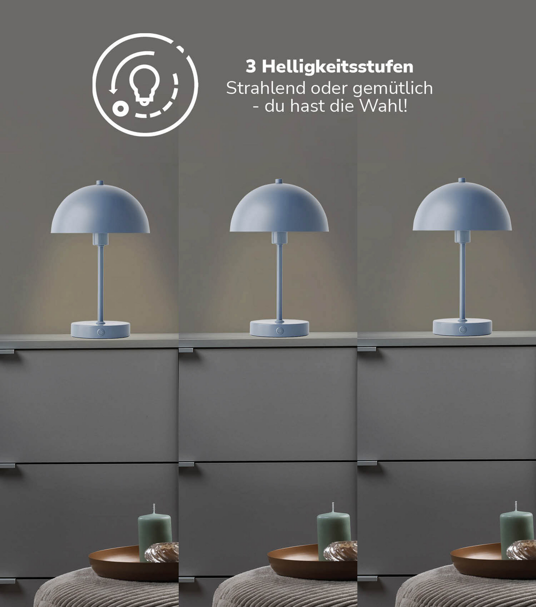 Mokebo Tischlampe Leuchte Nachttischlampe Vintage Usb C Blaugrau Metall 18cm B-Ware