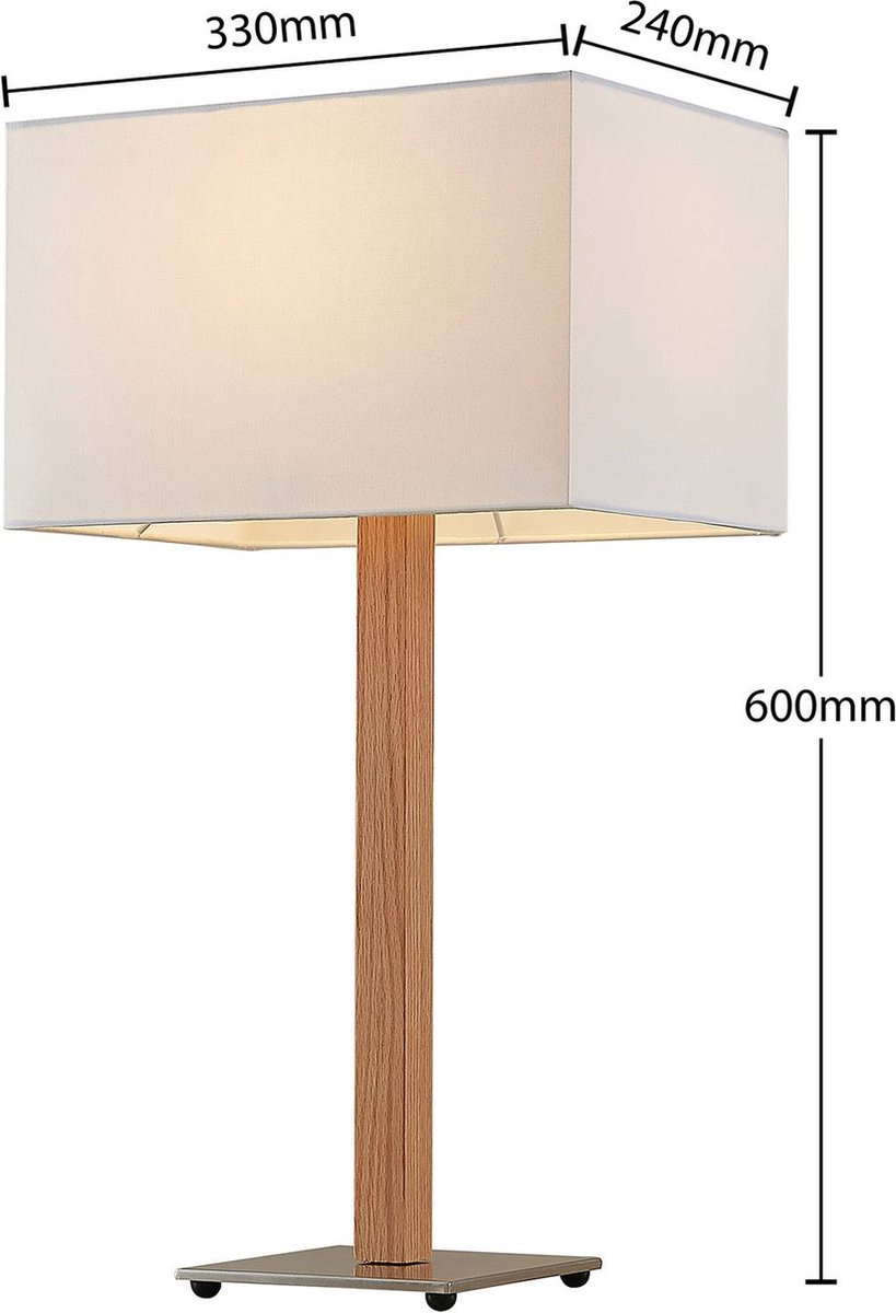 Lucande Heily Tischleuchte Holz Eckig Weiß Tischlampe Lampe Leuchte Spot Licht B-Ware - 4251911723595