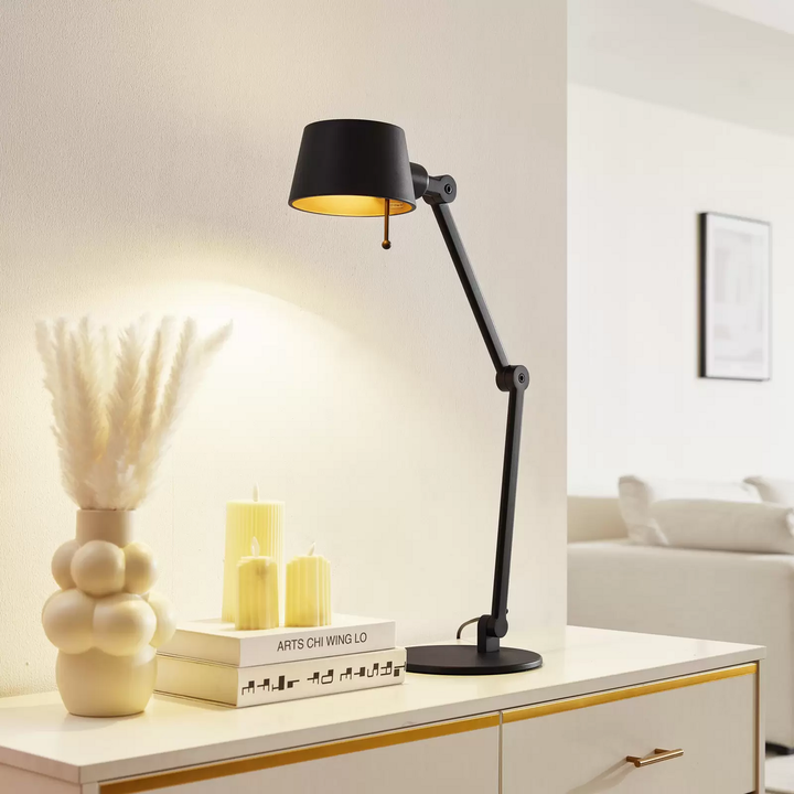 Lucande Silka Tischleuchte verstellbar schwarz Tischlampe Schreibtischlampe LED