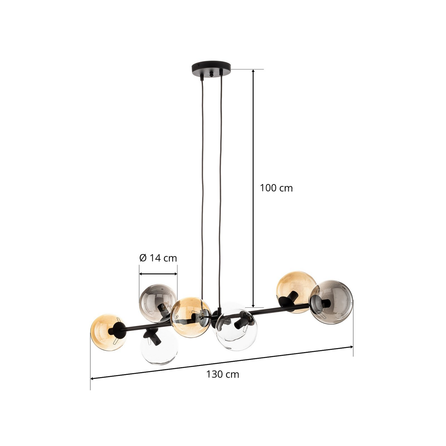 Euluna Hängeleuchte Glassy Deckenlampe Pendelleuchte E14 8 Flg Glas Grafit Am643 B-Ware - 5901738918900