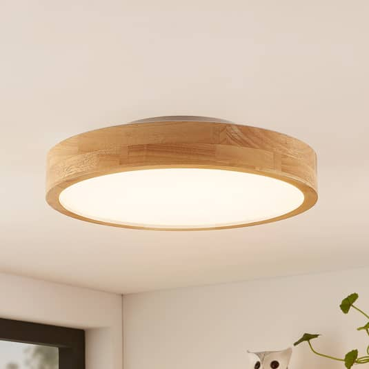 Lindby Milada LED-Deckenlampe Deckenlampe Lampe Leuchte Holz Eiche