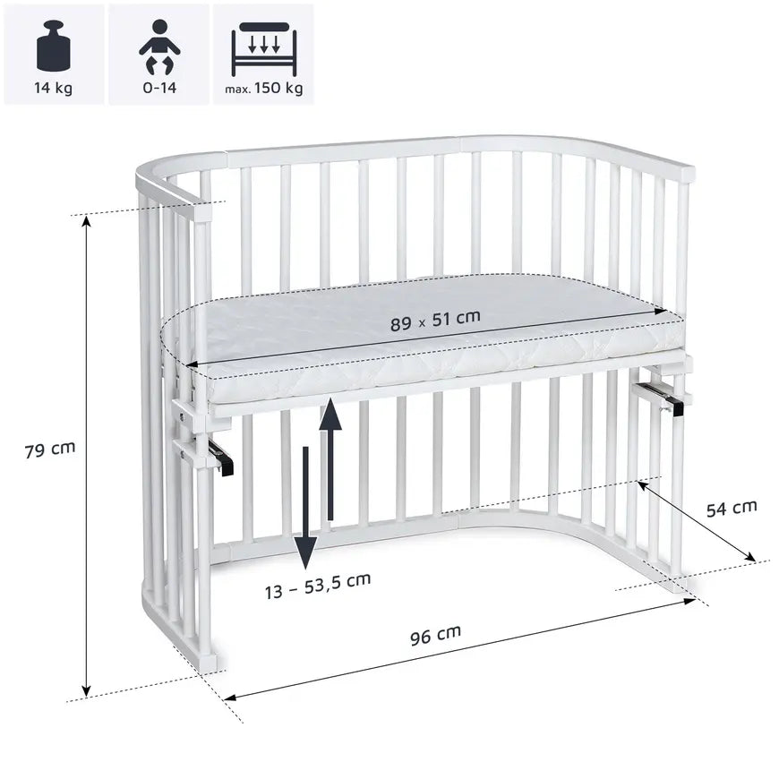 B-Ware Babybay Beistellbett Kinderbett Babybett Maxi Liegefläche Weiß Buchenholz Bett - 2000527705301