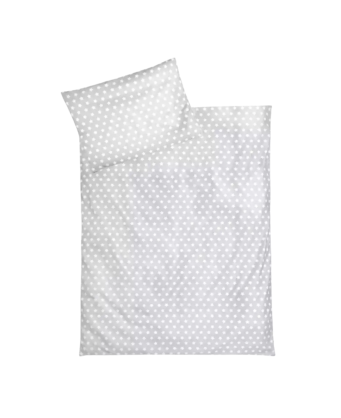 B-Ware Zöllner Bettwäsche Set Garnitur Sterne Grau Baumwolle Decke Kissen Baby 100x135 - 2000574143408