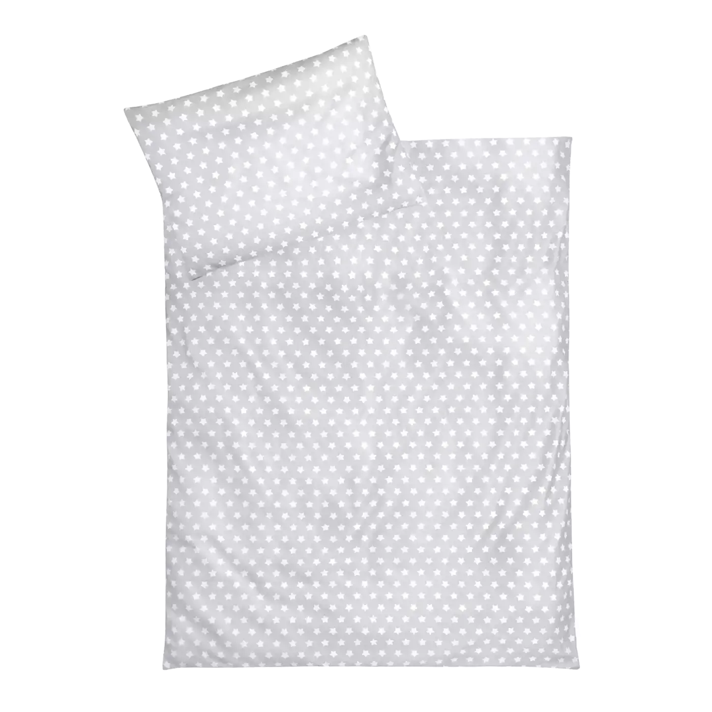 B-Ware Zöllner Bettwäsche Set Garnitur Sterne Grau Baumwolle Decke Kissen Baby 100x135 - 2000574143408