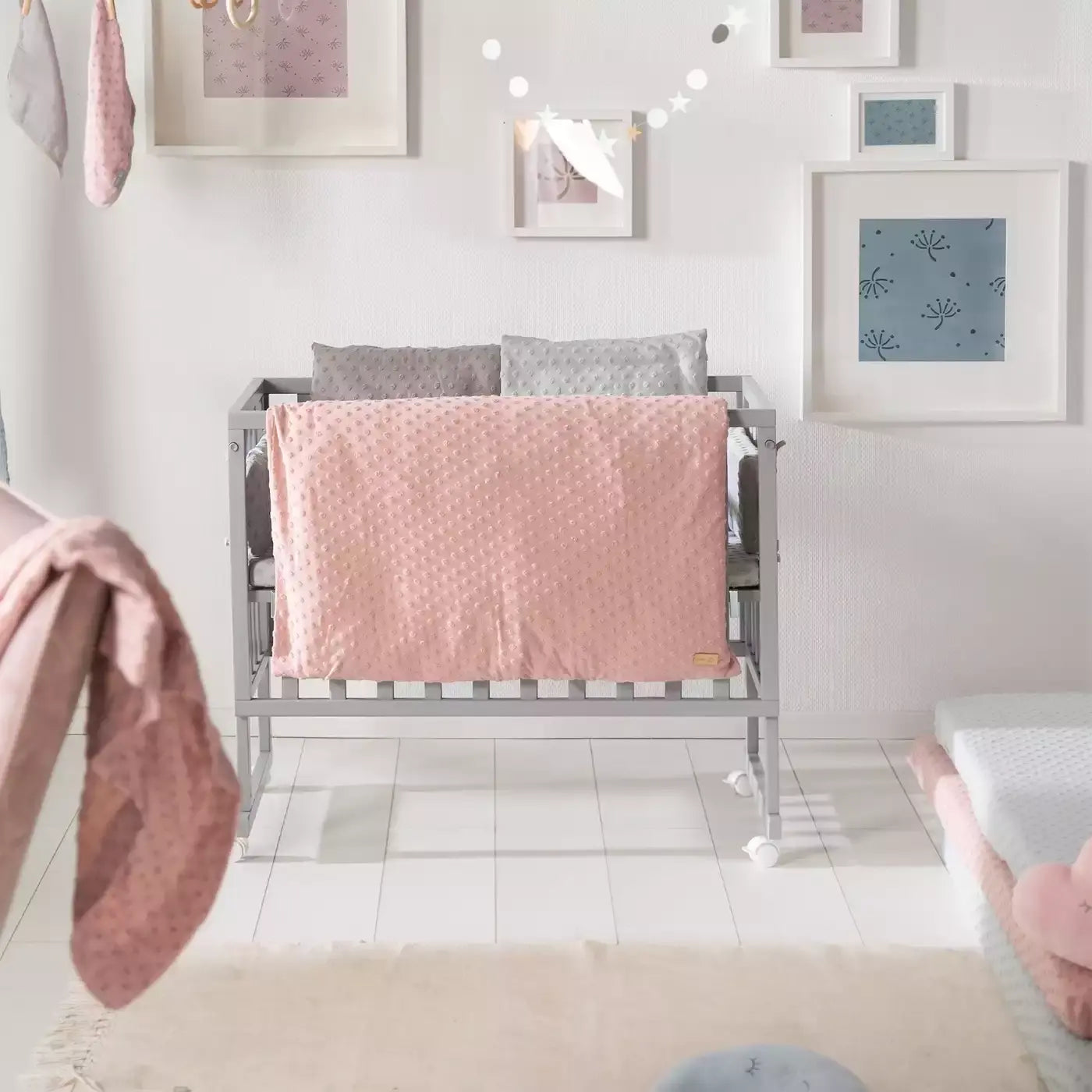 B-Ware Roba Bettwäsche Set Garnitur Bezug Baby Bett Terry Dots Baumwolle Rosa Gots - 2000577831005